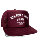 Vtg NELSON &amp; SONS DIESEL Trucker Hat-Maroon-Mesh-Snapback-Denver CO-Spor... - $21.04