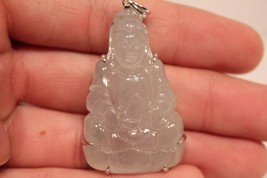 Beautiful Grade A Natural Icy Jade Kwan Yin 18K Gold Hand Made - £778.75 GBP