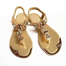 sandal  Designer beach summer flip flops PU Leather rubber shoes fashion Rhinest - £36.98 GBP