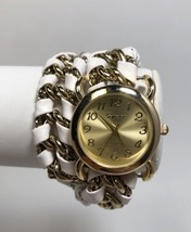 NEW Geneva Platinum 9671 Womens Leather &amp; Chain Wrap Around White/Gold Watch - £12.62 GBP