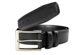 Brooks Brothers Black Silver Made in USA Genuine Leather Belt Rect, 34W ... - $58.91