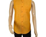 Mens INSERCH linen Shirt Banded Chinese Collar Sleeves-Less SS719 Sunburst - $49.99