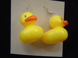 Huge Funky Rubber Ducky Earrings Tubby Bath Duck New Baby Mommy Novelty Jewelry - £6.27 GBP