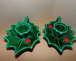 Vintage Lefton Holly Berry Taper Candle Holder Pair - $22.49