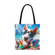 Tote Bag, Dog on Beach, Miniature Bull Terrier Tote bag, 3 Sizes Available, awd- - £22.30 GBP+