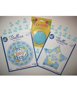 Its A Baby Boy 18&quot; &amp; 17&quot; Mylar Foil Helium Ballons + Its A Boy Tabletop ... - £7.03 GBP