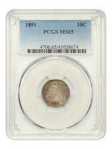 1891 10C PCGS MS65 - £517.60 GBP