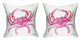 Pair of Betsy Drake Pink Crab No Cord Pillows 18 Inch X 18 Inch - £61.85 GBP