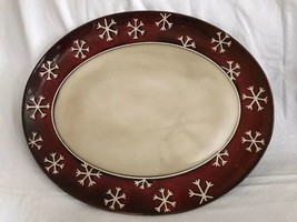 Pier 1 Imports Reactive Stoneware Snow Flake Holiday Serving Oval Platter 14” L - $36.99