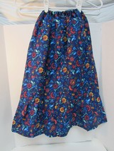 New Native American Seminole Women&#39;s Handmade Blue Flower Print Skirt XS - $35.63
