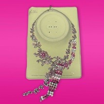 Paris Collection Silver-Tone Pink Rhinestones Necklace - £15.00 GBP