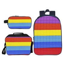 Set Anime 3D Print Rainbow Color Push Bubble Fidget it Backpack Teenager Laptop  - £43.00 GBP
