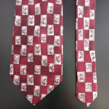 Brice Mens Necktie Tie Floral Print Red White Black Silk 58&quot; 3.5&quot; Wide - £6.93 GBP