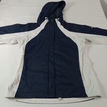 Columbia XL2335 Women's Blue & White Full Zip Hoodie Rain Nylon Jacket Size L image 9