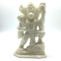 Handcrafted Pure White Marble Lord Hanuman Idol Murti Statue 8.2&quot; - Monk... - $222.75
