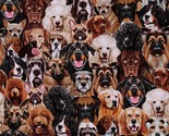 Cotton Packed Dogs Portrait Dog Breeds Pets Fabric Print by the Yard D75... - £11.82 GBP