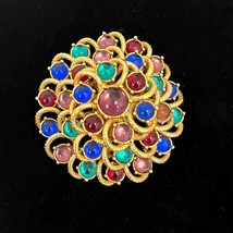 Vintage Monet Moghul Jewels Of India Gripoix Glass Cabachon Gold Plate B... - $172.00