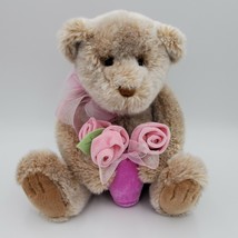Gund Plush Teddy Bear #45127 12” Seated Pink Roses Valentine Sweetheart Gift - £18.30 GBP