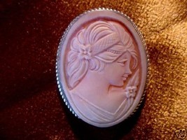 C-1454) Italian shell carved CAMEO Italy silver Pin Pendant Italy hand carve 925 - £82.75 GBP