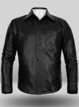 Men Real Lambskin Soft Stylish Wear Casual Handmade Black Shirt Leather ... - £84.71 GBP