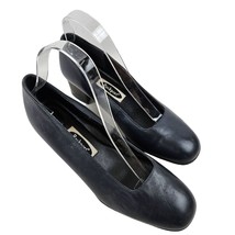 Rockport Shoes Womens 6W Black Leather Almond Toe Slip On Pump Heels - $22.77