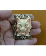 (CL52-28)  KITTY cat kitten large white CAMEO brass Pin Pendant Jewelry ... - $742.38 MXN