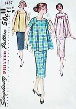 Misses' MATERNITY TOP & SKIRT Vintage 1956 Simplicity Pattern 1487 Size 11 - £11.74 GBP