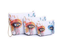 3 Piece Travel Kit Cosmetic Bag Toiletry Bag Womens Purse Clutch Pouch EYES - £15.69 GBP