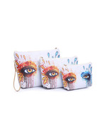 3 Piece Travel Kit Cosmetic Bag Toiletry Bag Womens Purse Clutch Pouch EYES - £15.91 GBP