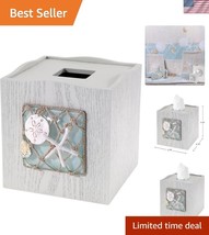 Coastal Theme Decorative Tissue Box Cover - Durable Resin with Shell Motifs - $32.50
