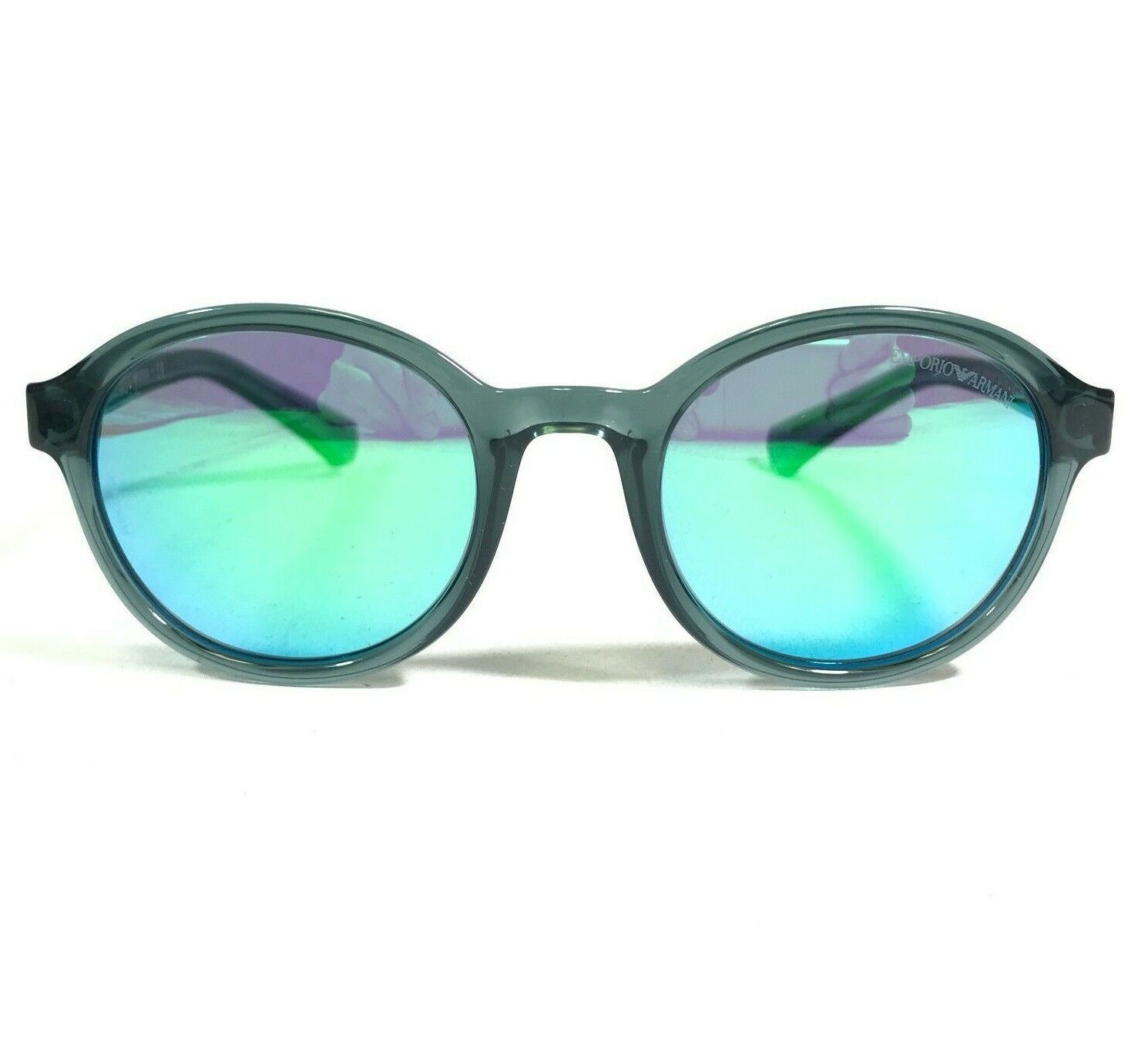 Emporio Armani Sunglasses EA4054 5375/31 Clear Blue Green Round with Blue Lenses - $69.91