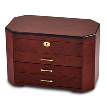 High Gloss Burlwood Veneer 3-Drawer Locking Wooden Jewelry Box - $349.99
