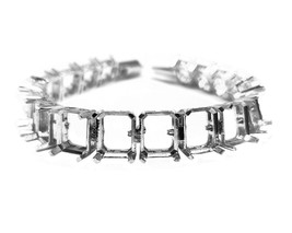 Semi Mount Bracelet 9x11 mm Octagon bracelet Blanks Silver semi mount br... - £63.39 GBP+