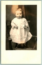 RPPC Adorable Baby in White Standing in Sunbeam UNP 1904-18 AZO Postcard H5 - £2.78 GBP