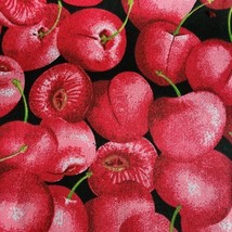 Cotton Quilt Fabric 33&quot;x44&quot; Cherries Cherry Pits Stems Fruit Produce Novelty - £6.21 GBP