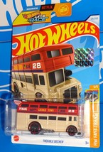 Hot Wheels &#39;24 Factory Set HW Fast Transit #126 Trouble Decker Tan &amp; Red - $2.50