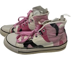 High Top Sneakers Girls Size 3 Canvas Retro Pink Camo 2000's - £9.94 GBP