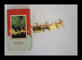 Hallmark Keepsake Shiny Sleigh Brass Ornament 1988 IOB - $183.57 MXN
