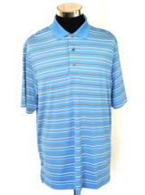 Monterey Club Polo Shirt Mens Size Medium Golf Blue Striped Casual Activewear - £12.80 GBP