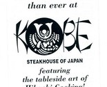 Kobe Steakhouse of Japan Menu Olive Blvd Creve Coeur Missouri 1990&#39;s - £13.92 GBP
