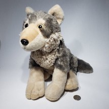 Wild Republic 12” Wolf Dog Plush Brown Sitting 2016 Realistic Stuffed Animal EUC - £12.74 GBP