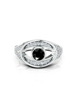 Sterling Silver Split Shank Black Onyx and Moissanite Evil Eye Mens Ring... - $109.74 CAD
