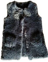 Love Token Faux Fur Vest Womens S Indigo Blue Sleeveless Jacket Groovy L... - $48.94