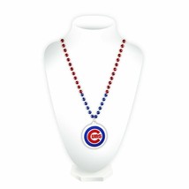 CHICAGO CUBS MLB MARDI GRAS SPORT BEADS NECKLACE WITH MEDALLION JEWELRY - £9.56 GBP