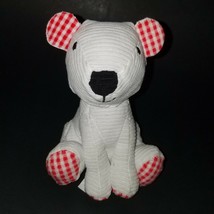 Make Believe Ideas 2021 White Plush Bear Ribbed Red Gingham Plaid 6&quot; Stuffed Toy - £16.63 GBP