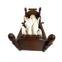 Primitive 18&quot; Antique Wooden Baby Crib Bed Cradle Doll w/ Effanbee Dated 1890 - £298.95 GBP