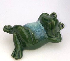 Miniature Ceramic Figurine Frog Relaxing - 2.5&quot; - £6.35 GBP