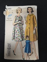 Vogue Sewing Pattern #5513 Dress Coat Size 10 Bust 31 Hip 33 1960s Vintage - $9.95