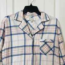 Women&#39;s Flannel Nightgown Sz M Striped Long Sleeves Side Slits Addison M... - $18.88