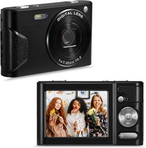 48MP 16X Zoom Digital Camera for Kid,Teens,Beginners Mini Students Camera(Black) - £38.57 GBP